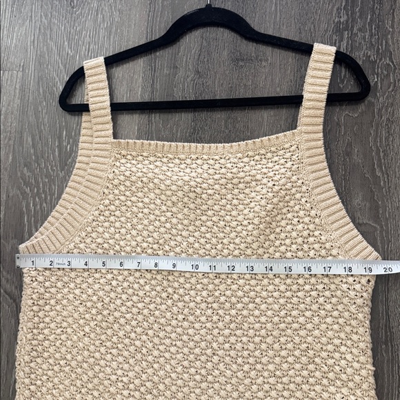J. Crew Basket Stitch Sweater Tank Crochet Buff Clay Tan Neutral Size L/XL Boho - Picture 6 of 7